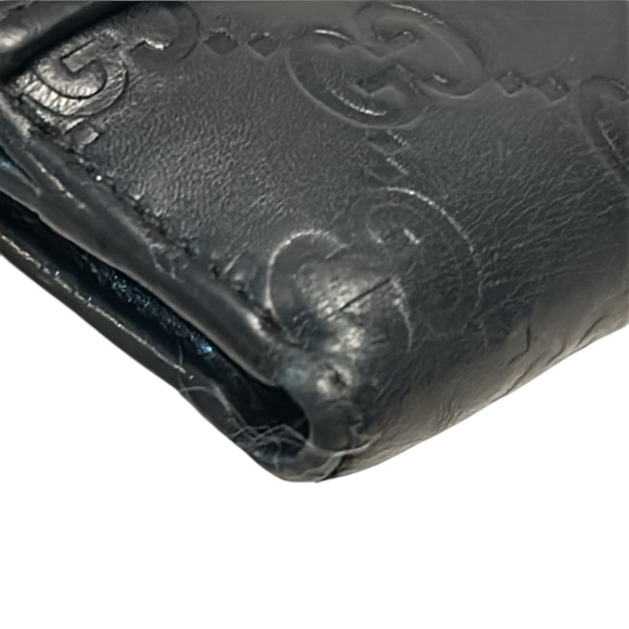 Gucci Guccissima Metal Bar French Flap Black Leather Wallet in VGUC - Picture 14 of 16